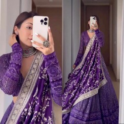 Purple Lucknowi Pata Lehengha  choli with Dupata